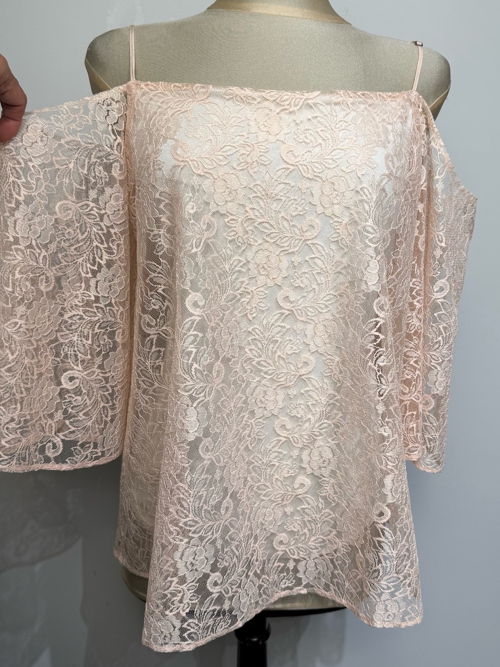Bailey 44 Lace Cold Shoulder Blouse Blush Pink Romantic Top Large